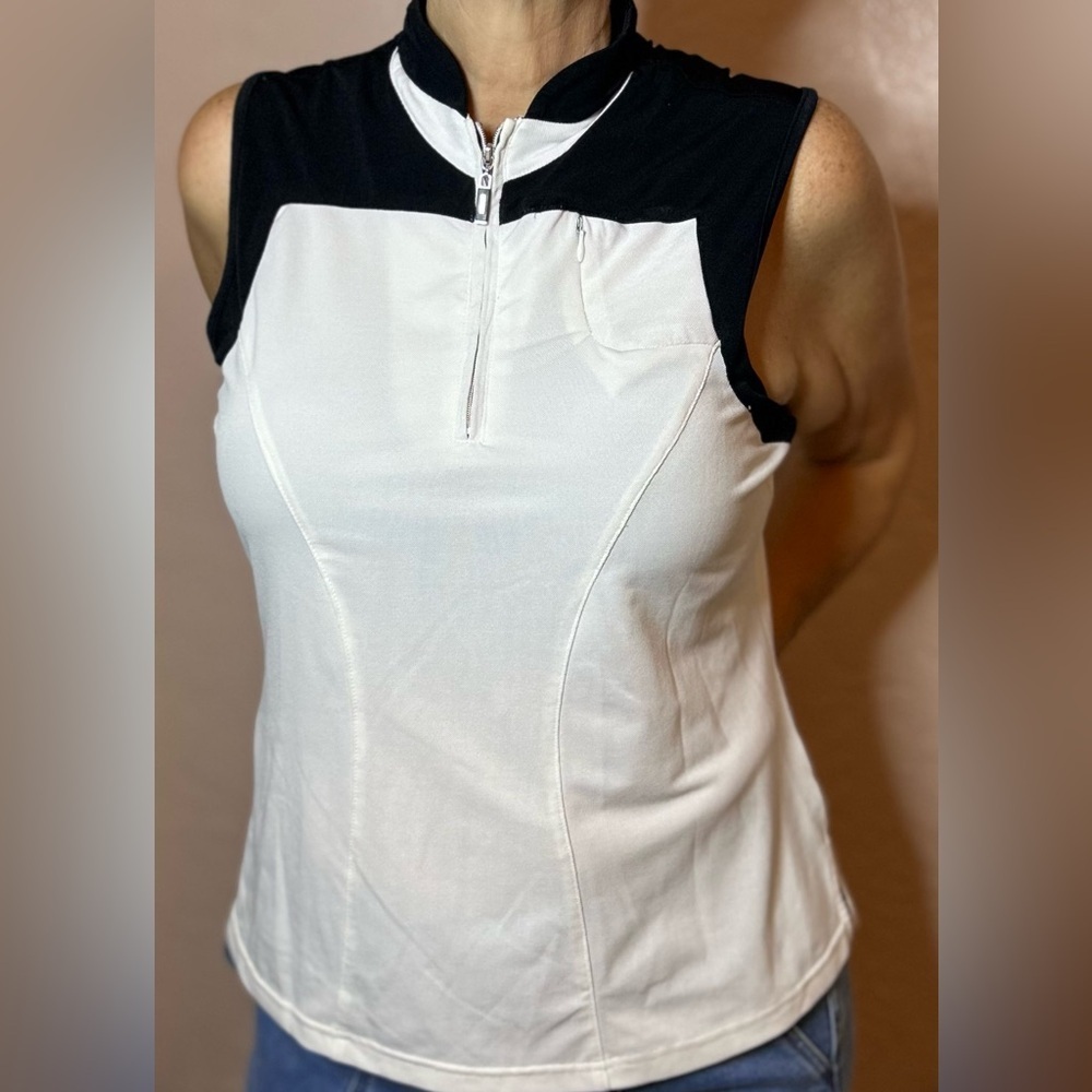 DKNY GOLF Women's Black and White Sleeveless Top